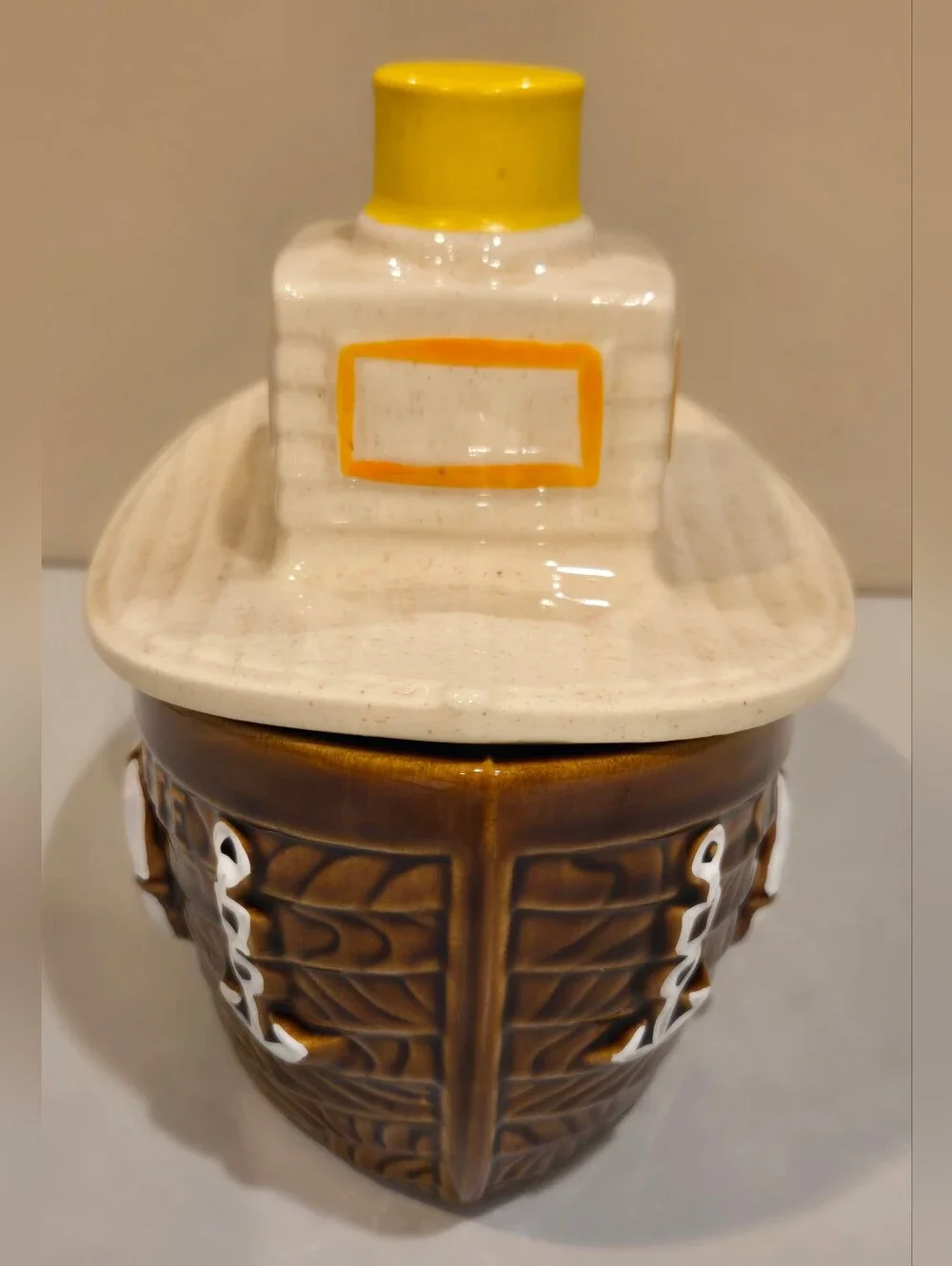 Vintage Nelson McCoy Ceramic Tug Boat  Cookie Jar - Home Kitchen